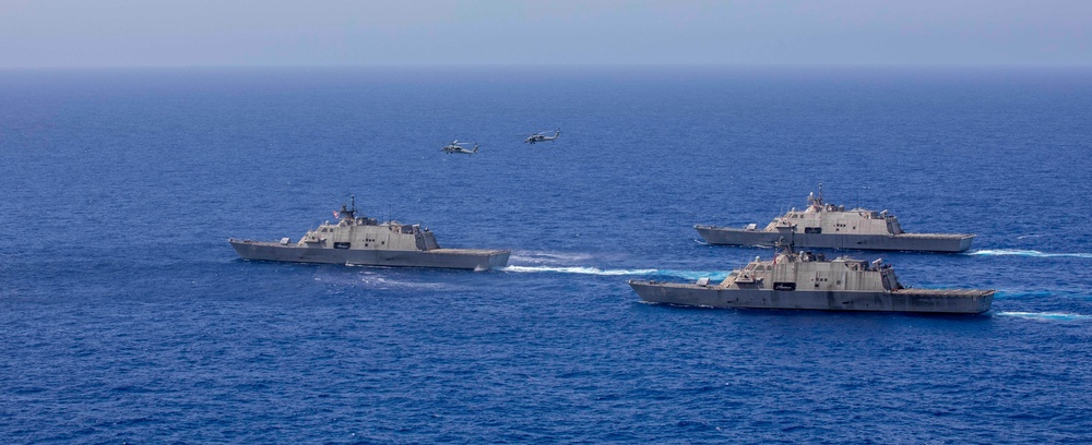 Three LCS Ships Operate Together in Maritime Training Exercise During 4th of July