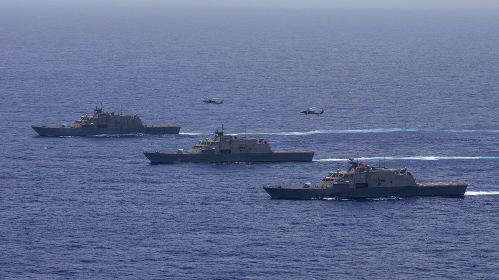 Three LCS Ships Operate Together in Maritime Training Exercise During 4th of July