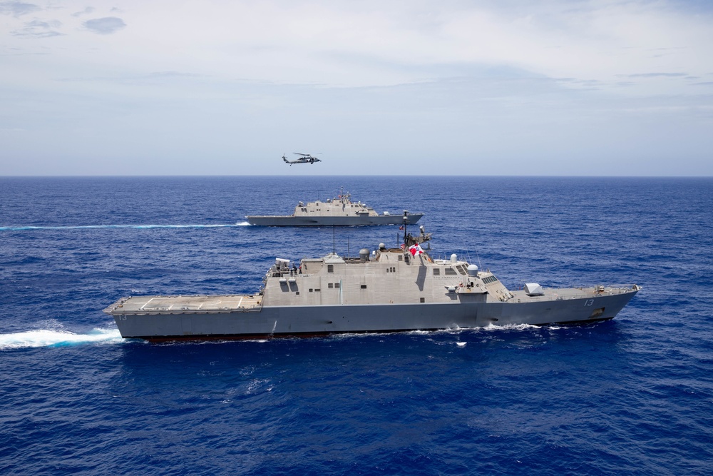 Three Freedom-Variant Littoral Combat Ships Operate Together During 4th of July