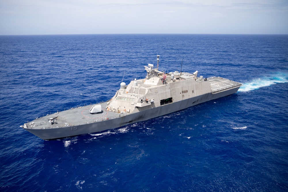 Three Freedom-Variant Littoral Combat Ships Operate Together During 4th of July