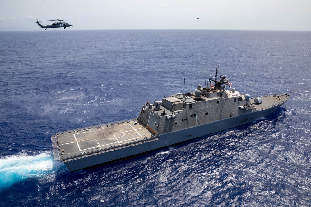 Three Freedom-Variant Littoral Combat Ships Operate Together During 4th of July