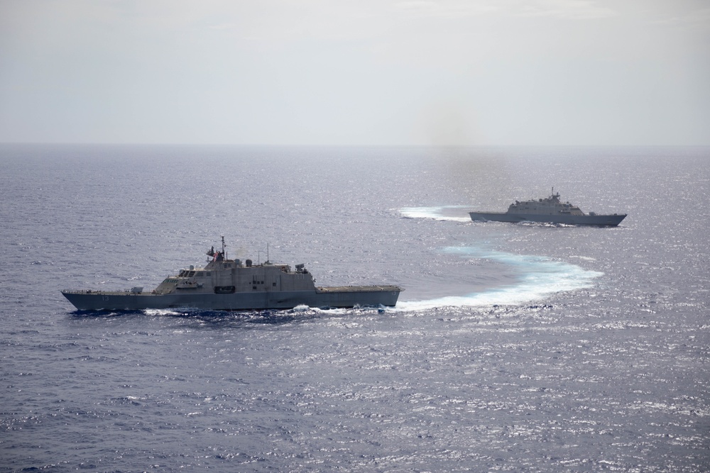 Three Freedom-Variant Littoral Combat Ships Operate Together During 4th of July