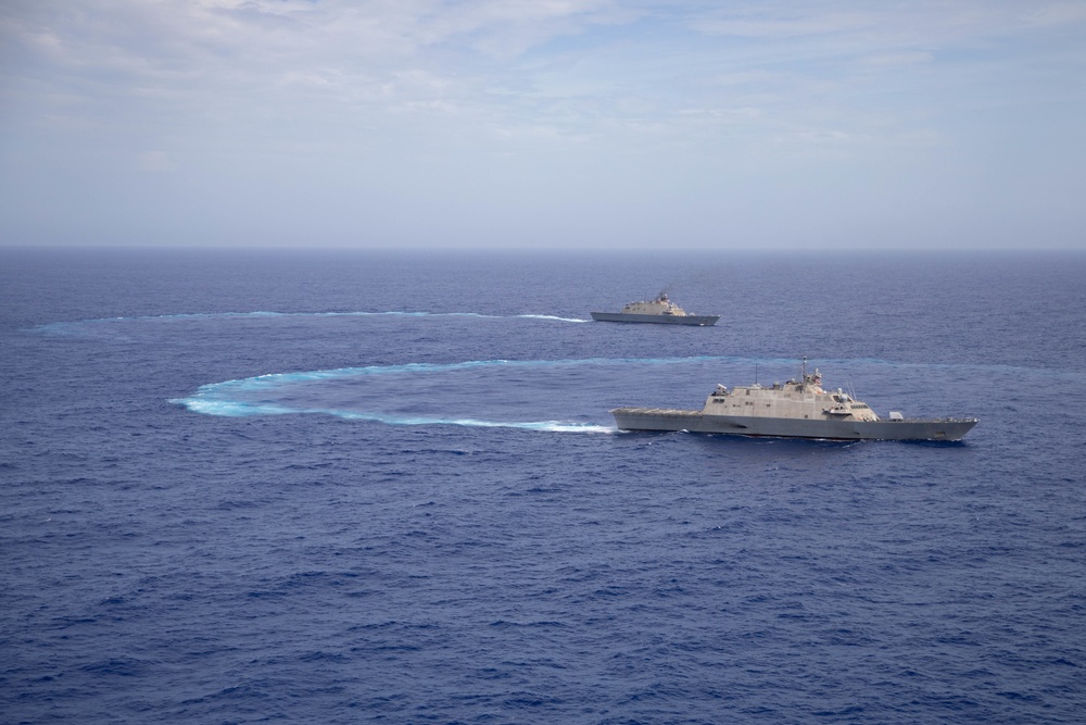 Three Freedom-Variant Littoral Combat Ships Operate Together During 4th of July