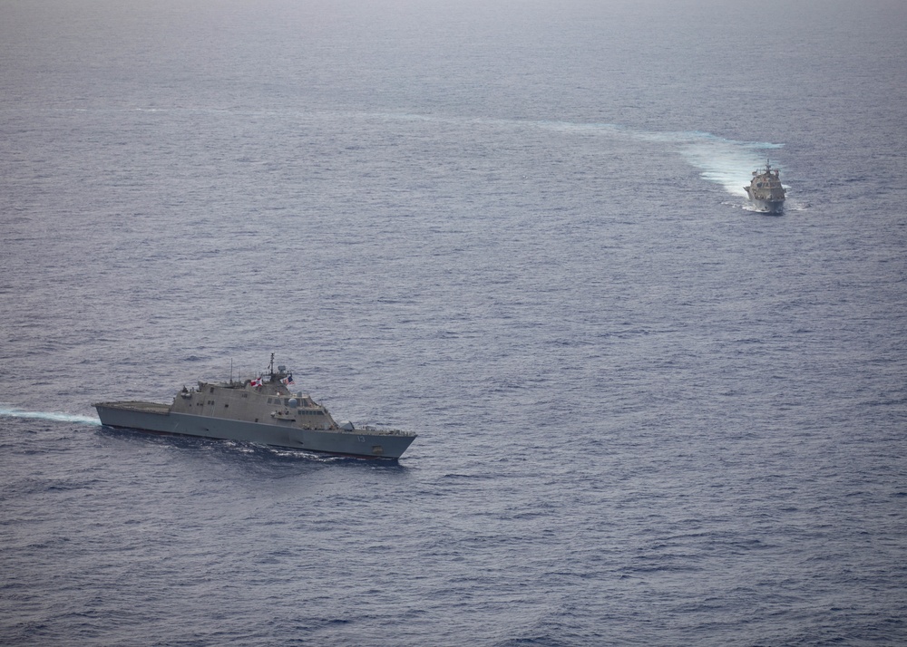 Three Freedom-Variant Littoral Combat Ships Operate Together During 4th of July