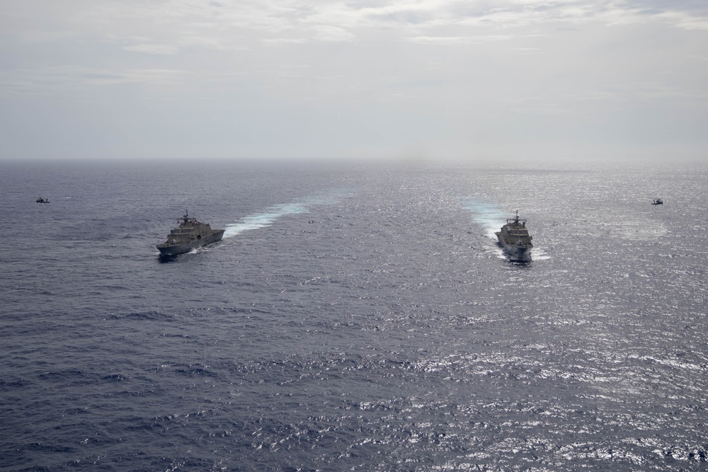 Three Freedom-Variant Littoral Combat Ships Operate Together During 4th of July