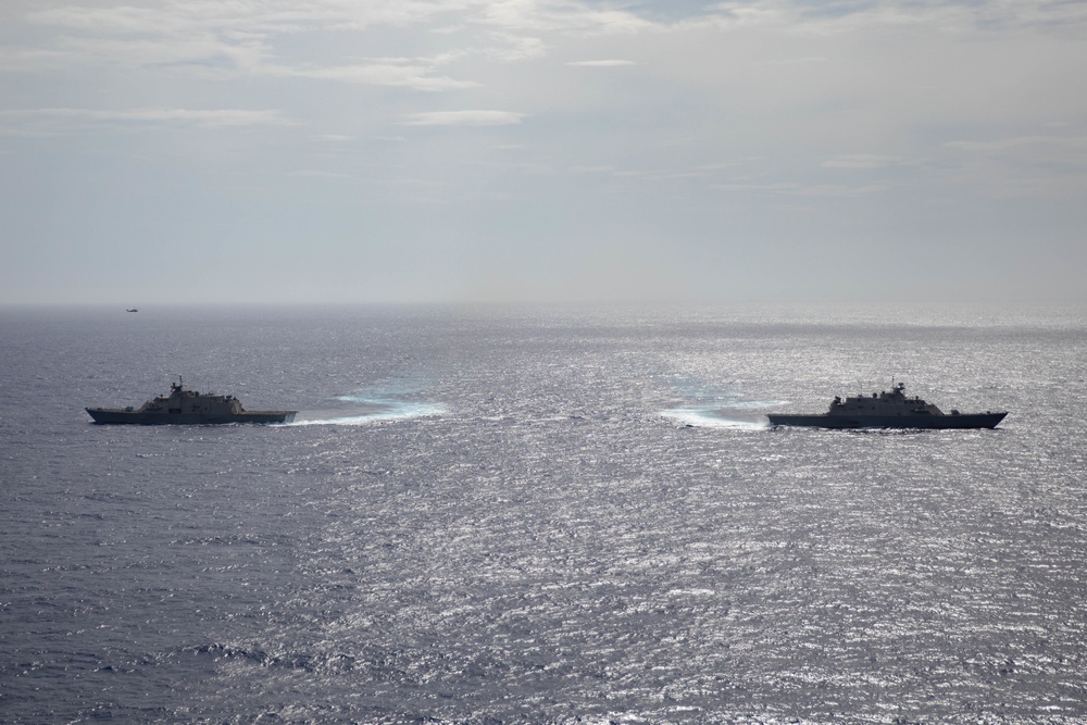 Three Freedom-Variant Littoral Combat Ships Operate Together During 4th of July