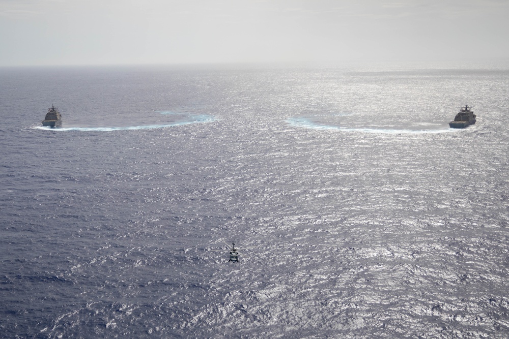 Three Freedom-Variant Littoral Combat Ships Operate Together During 4th of July