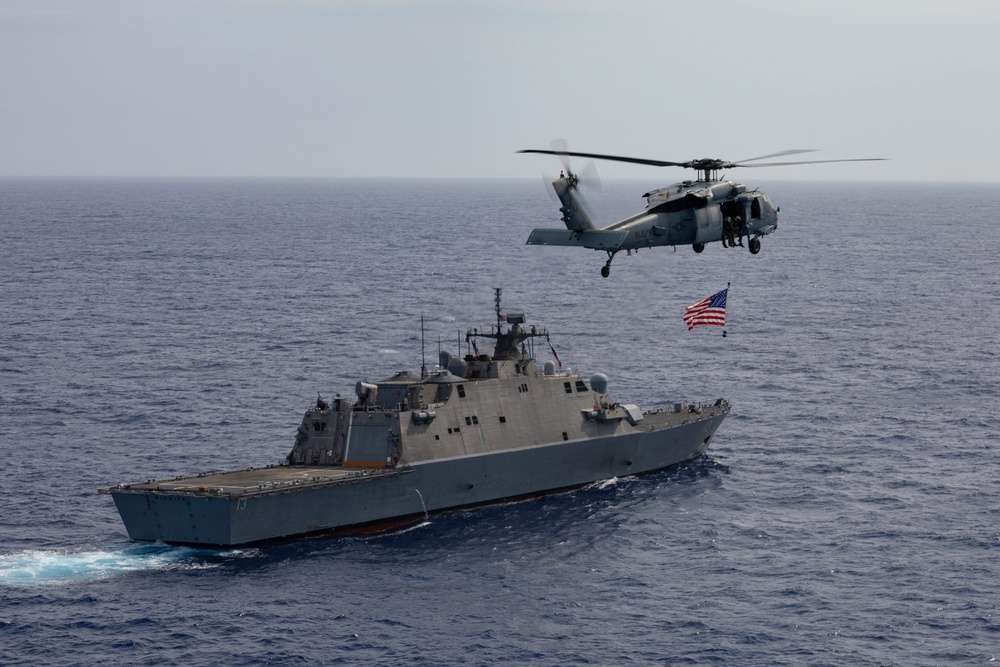 Three Freedom-Variant Littoral Combat Ships Operate Together During 4th of July