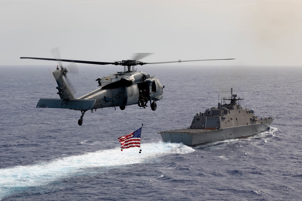 Three Freedom-Variant Littoral Combat Ships Operate Together During 4th of July