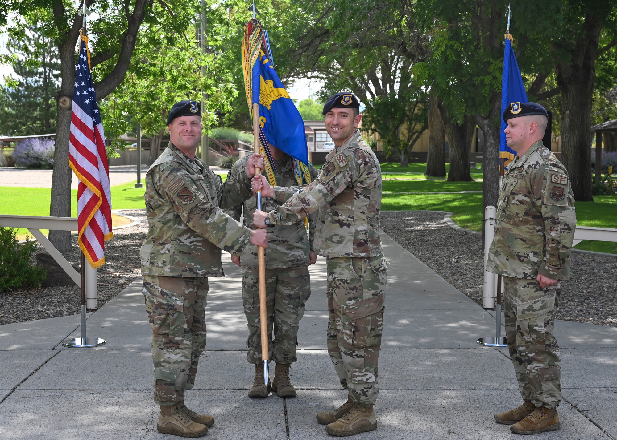 Col. Christopher Neiman, left, 377th Security Forces Group
