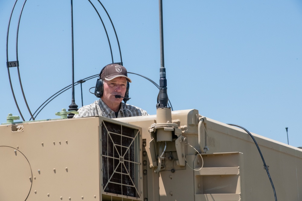 Wyoming Governor Mark Gordon and other distinguished guests visit the Camp Guernsey training area to experience a live-fire exercise with the Wyoming Army National Guard