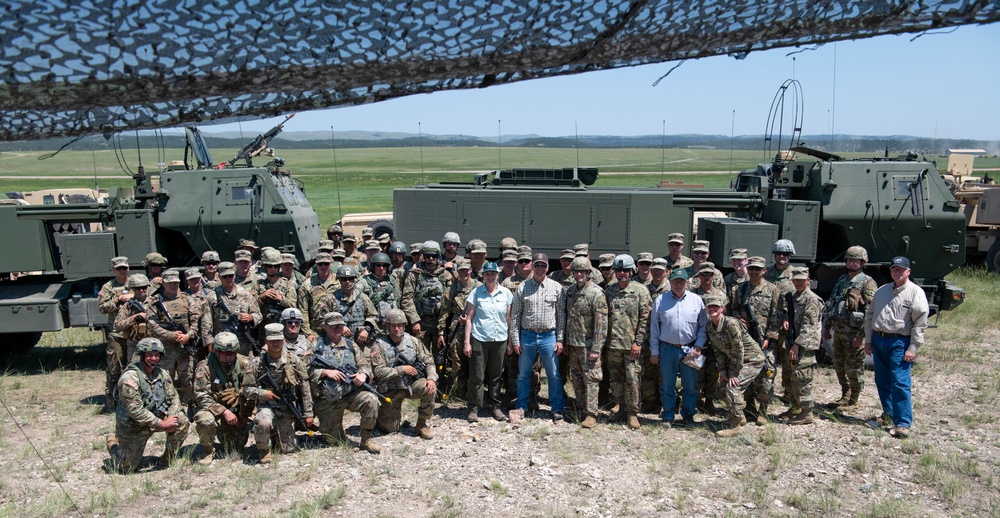 Wyoming Governor Mark Gordon and other distinguished guests visit the Camp Guernsey training area to experience a live-fire exercise with the Wyoming Army National Guard