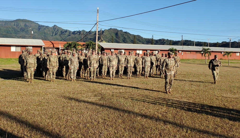 412th TEC Soldiers stand ready at Schofield Barracks during annual training.