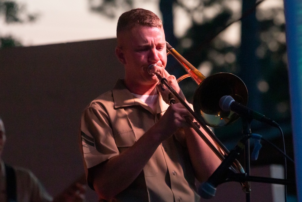 2nd Marine Aircraft Wing Band performs during Independence Day concert