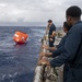 Sailors deploy a floating target aboard USS Rafael Peralta (DDG 115)