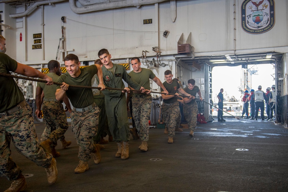 USS America conducts a replenishment-at-sea with the fleet replenishment oiler USNS Tippecanoe