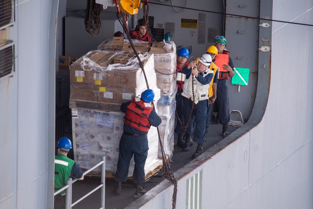 USS America conducts a replenishment-at-sea with the fleet replenishment oiler USNS Tippecanoe