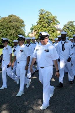 Navy Chiefs Lead the way during York County 4th of July parade.