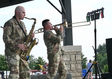 Spc. Jordan Elliff, musician and Spc. Randy Andrews, musician with the 34th Army Band, Sidewinders