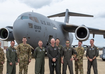 Lt. Col. Daniel Zappe and fellow 167th Airlift Squadron aircrew conduct Fini-Flight