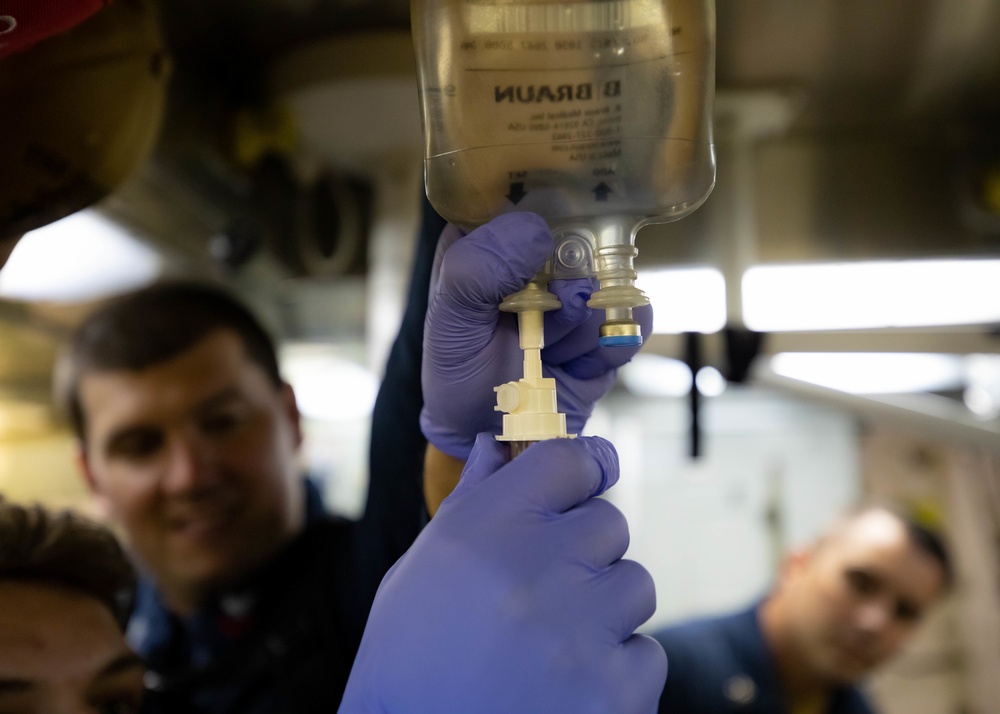 USS Sioux City Sailors Participate in Medical Drill on Ship