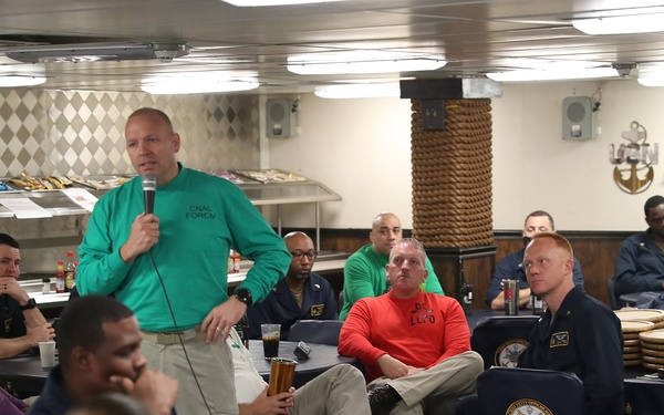 FORCM Chelberg Visits Gerald R. Ford During Full-Ship Shock Trials