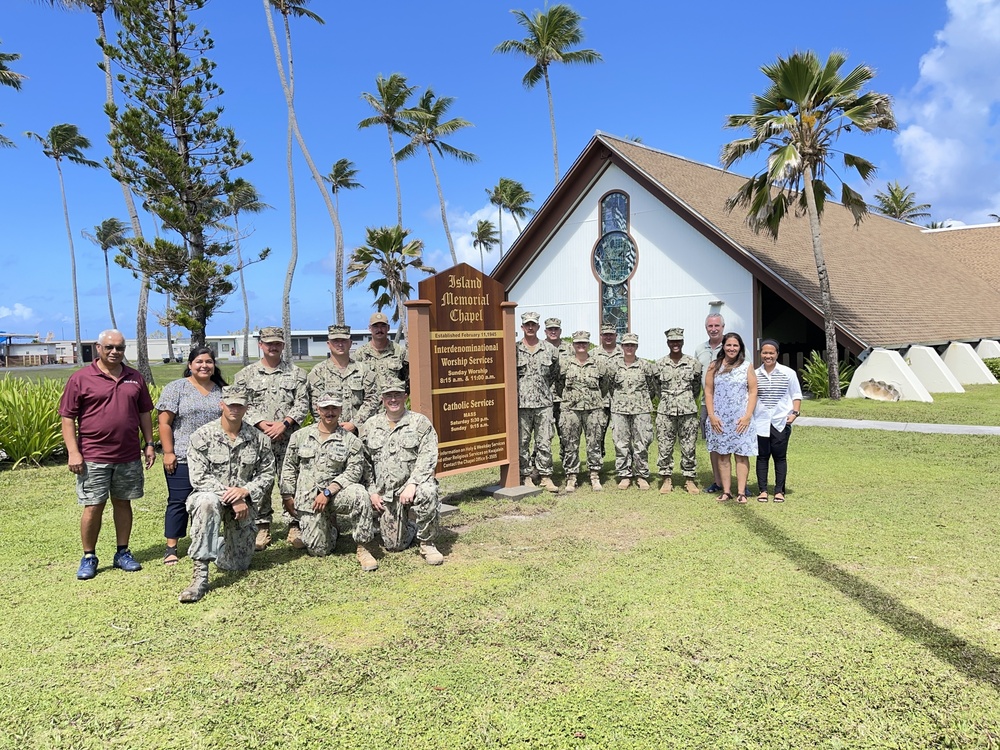 U.S. Naval Mobile Construction Battalion 4, Detail Marshall Islands, Installs Island Memorial Chapel Placard on U.S. Army Garrison-Kwajalein Atoll