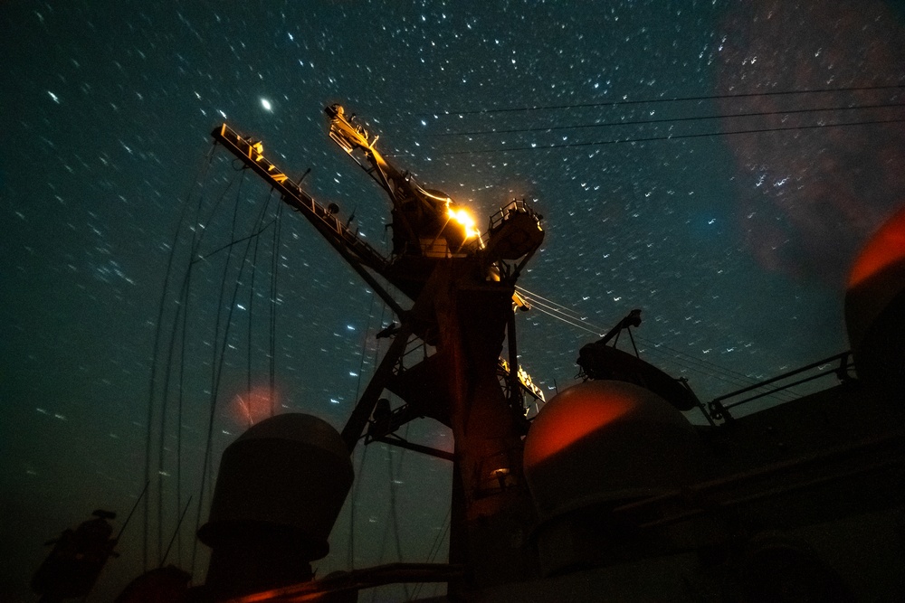 USS MAHAN Night Transit