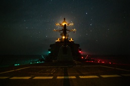 USS MAHAN Night Transit