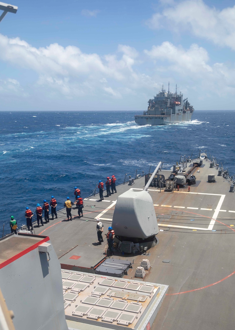 USS John S. McCain Approaches USNS Alan Shepard