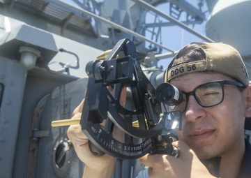 Sailor Uses Sextant