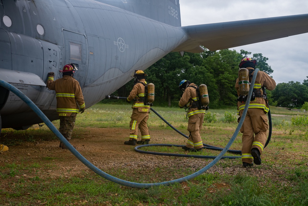 152nd Civil Engineer Squadron Firefighters train at Volk Field