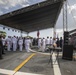 Honored Guests Stand for the U.S. National Anthem During a Reception on USS Billings