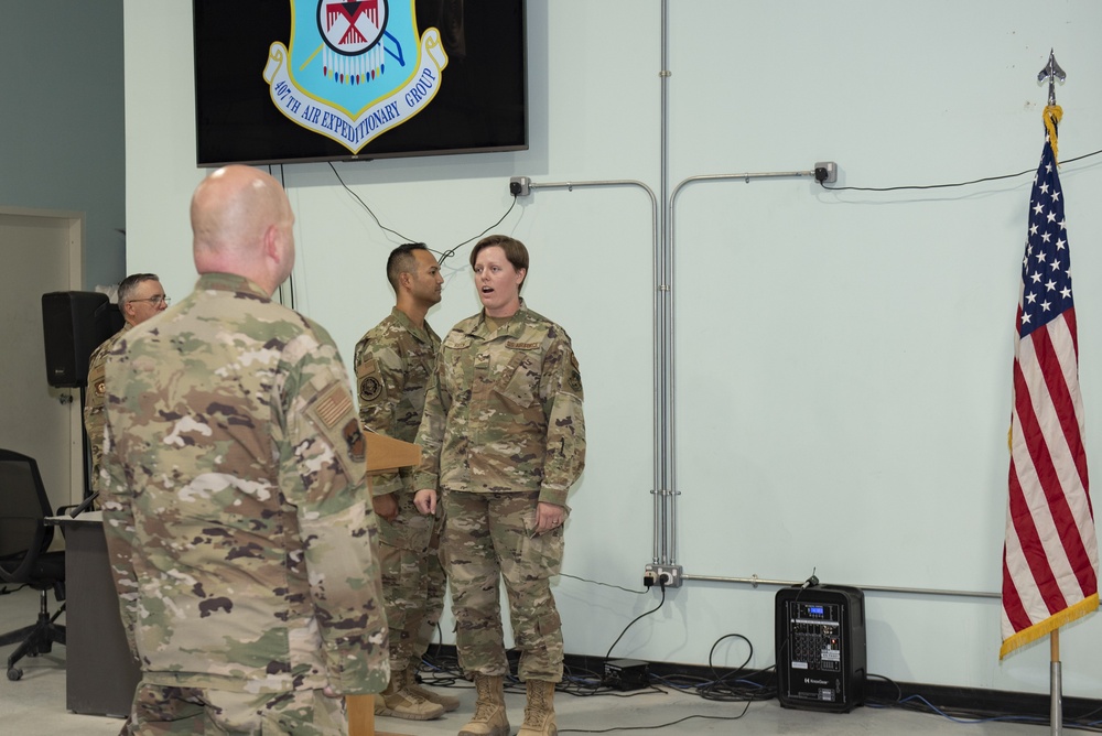 The 407th Air Expeditionary Group hosts a change of command ceremony