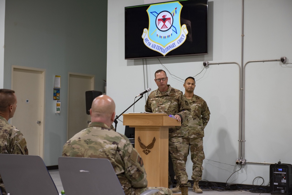 The 407th Air Expeditionary Group hosts a change of command ceremony