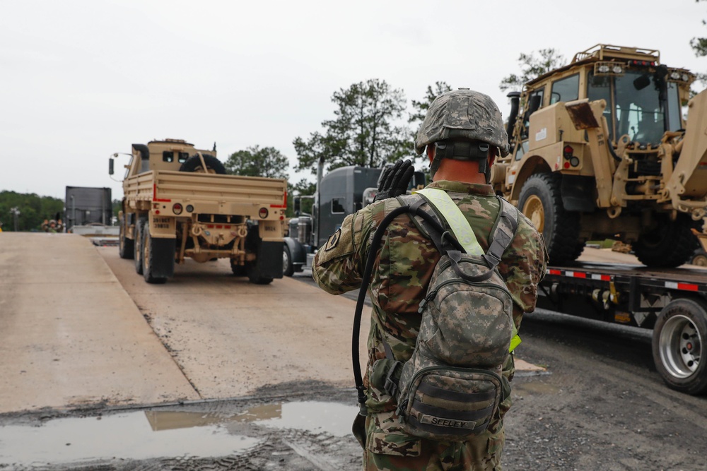 Arkansas Army National Guardsmen perform line haul operations at JRTC