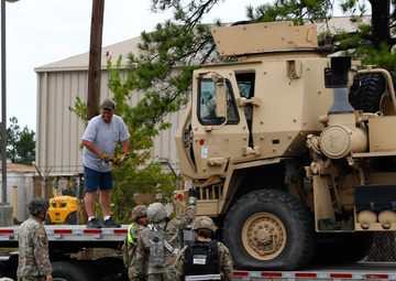 Arkansas Army National Guardsmen perform line haul operations at JRTC