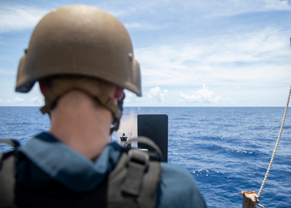 Sailor Fires Machine Gun During Familiarization Course