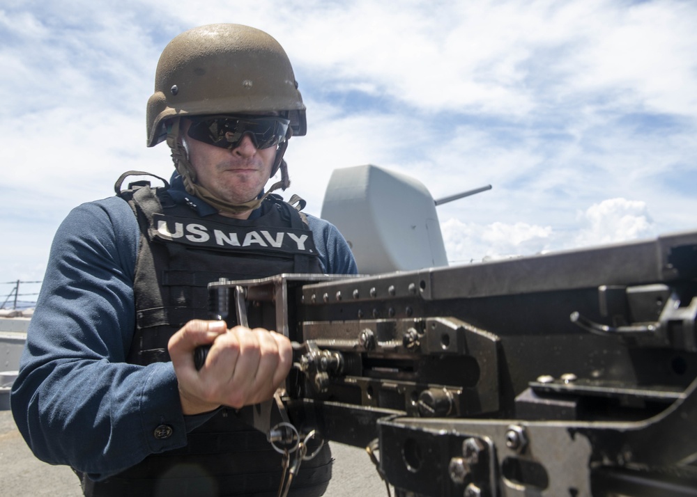 Sailor Fires Machine Gun During Familiarization Course