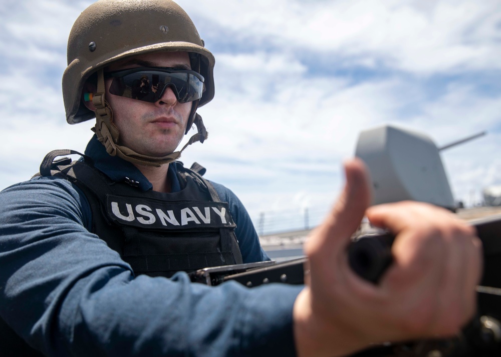 Sailor Fires Machine Gun During Familiarization Course