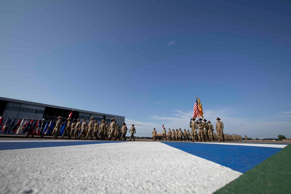 The Lighthorse Soldiers of the 3rd Squadron, 17th Cavalry Regiment welcome their new command sergeant major.