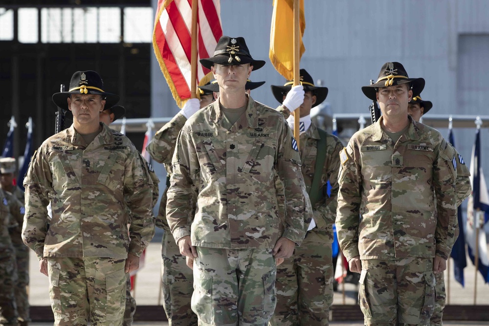 The Lighthorse Soldiers of the 3rd Squadron, 17th Cavalry Regiment welcome their new command sergeant major.