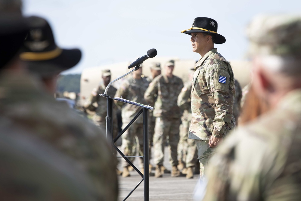 The Lighthorse Soldiers of the 3rd Squadron, 17th Cavalry Regiment welcome their new command sergeant major.