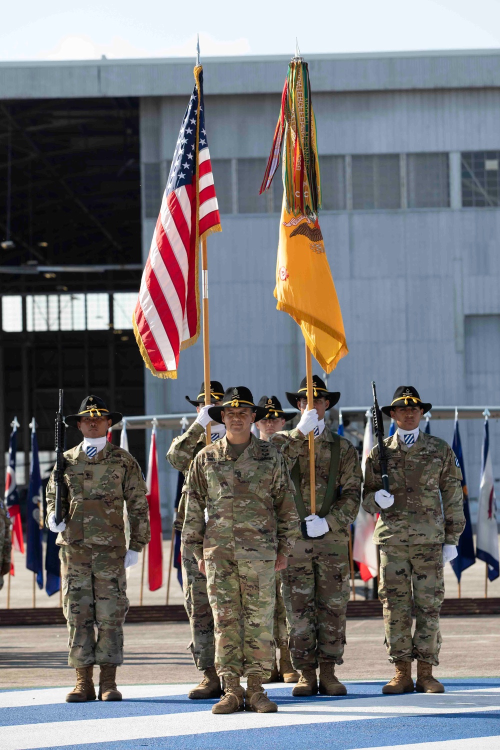 The Lighthorse Soldiers of the 3rd Squadron, 17th Cavalry Regiment welcome their new command sergeant major.