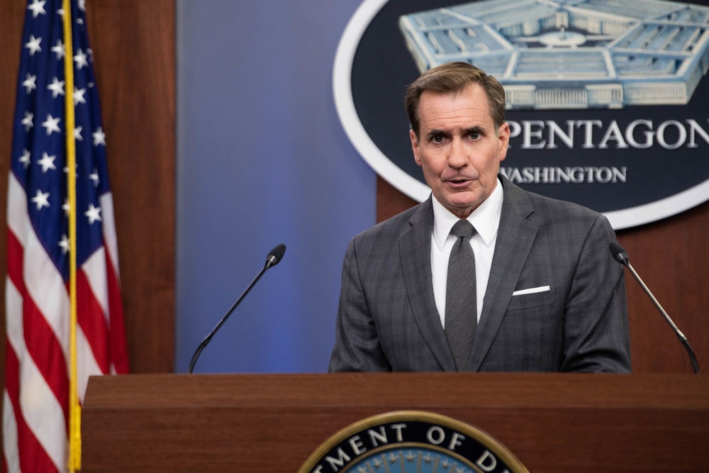 Pentagon Press Secretary John F. Kirby briefs the press