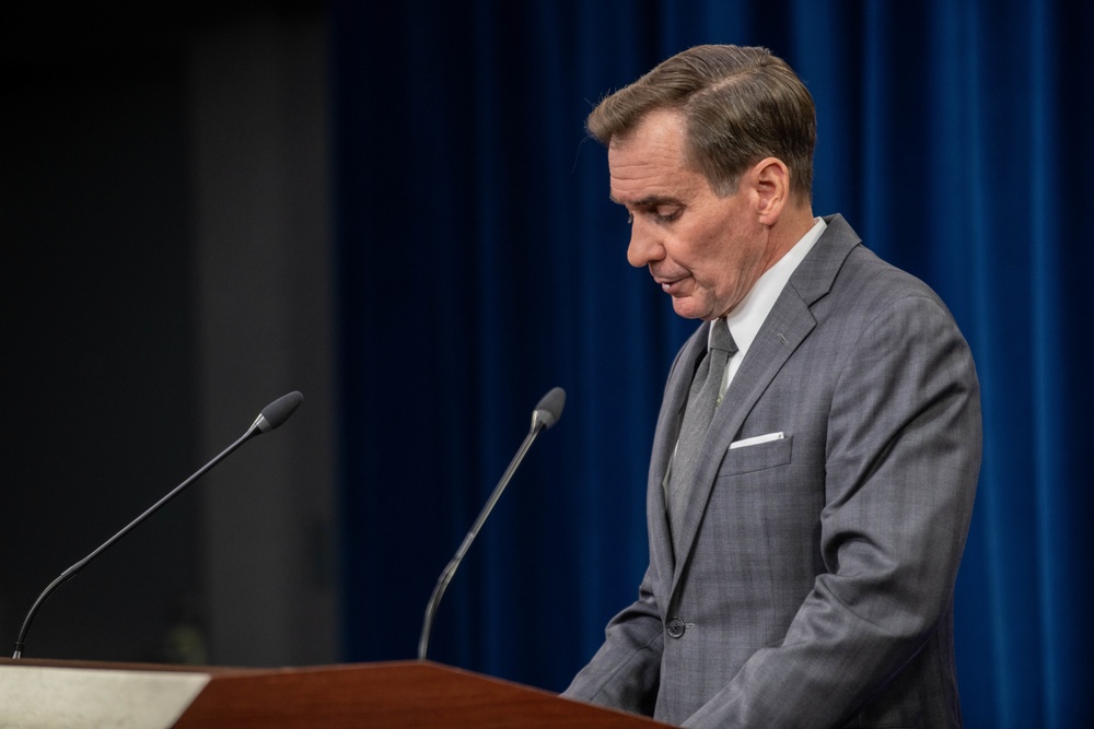 Pentagon Press Secretary John F. Kirby briefs the press