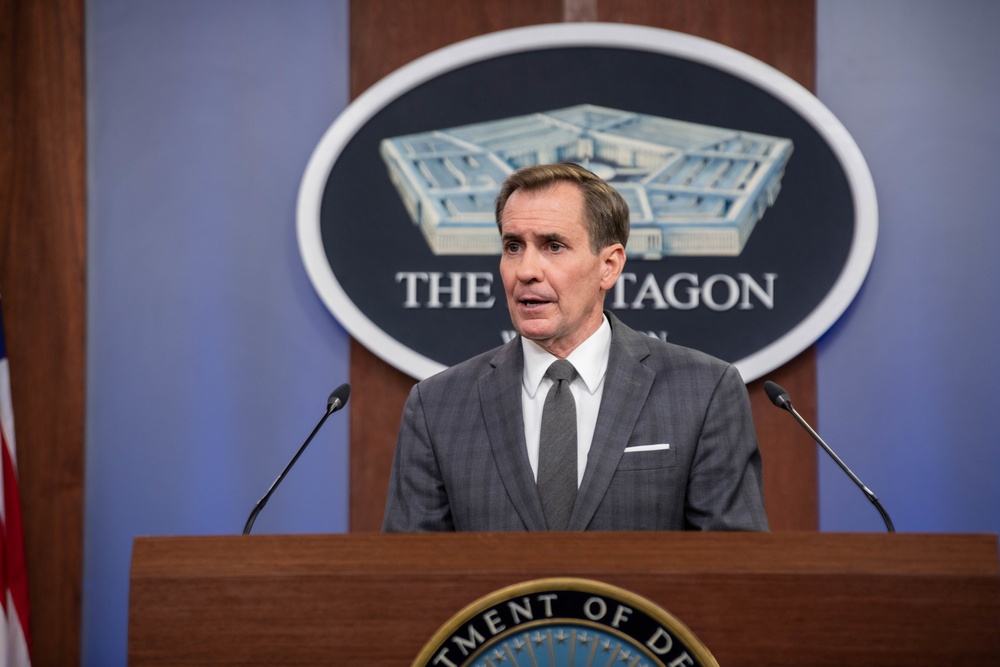 Pentagon Press Secretary John F. Kirby briefs the press