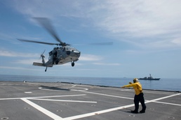 USS Tulsa (LCS 16) flight operations with HSC-21