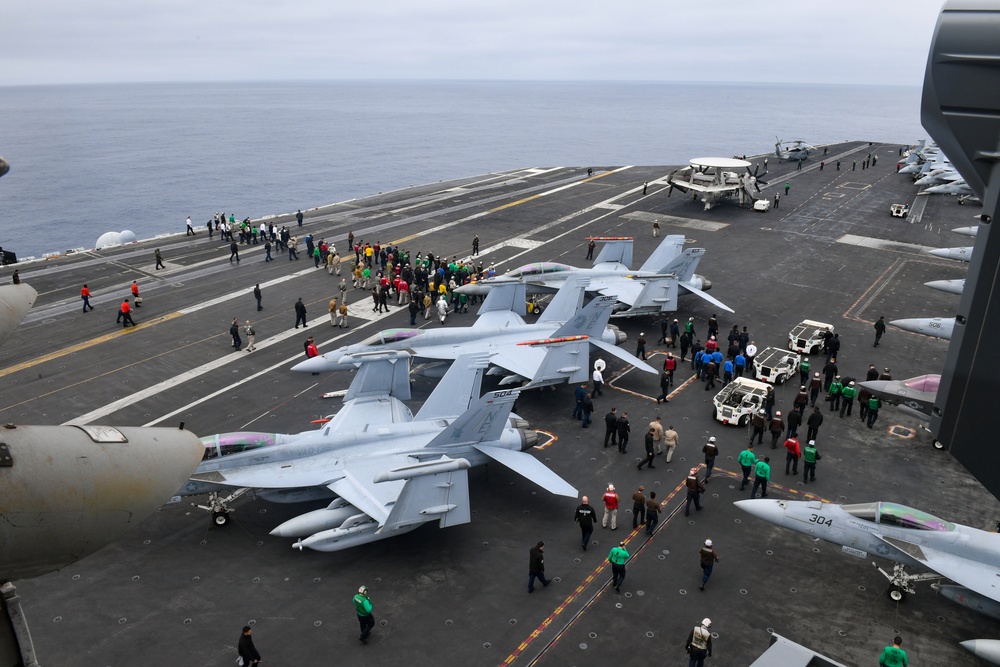 USS Carl Vinson (CVN 70) Sailors Perform FOD Walkdown