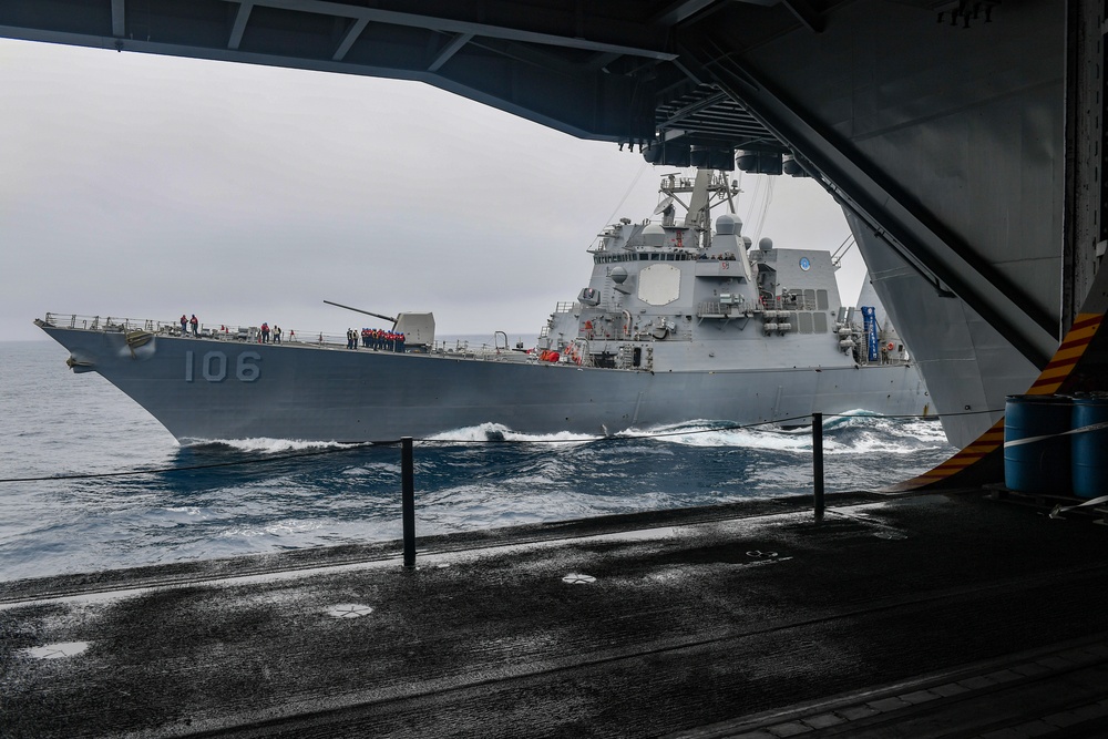USS Carl Vinson (CVN 70) Conducts A Replenishment-At-Sea